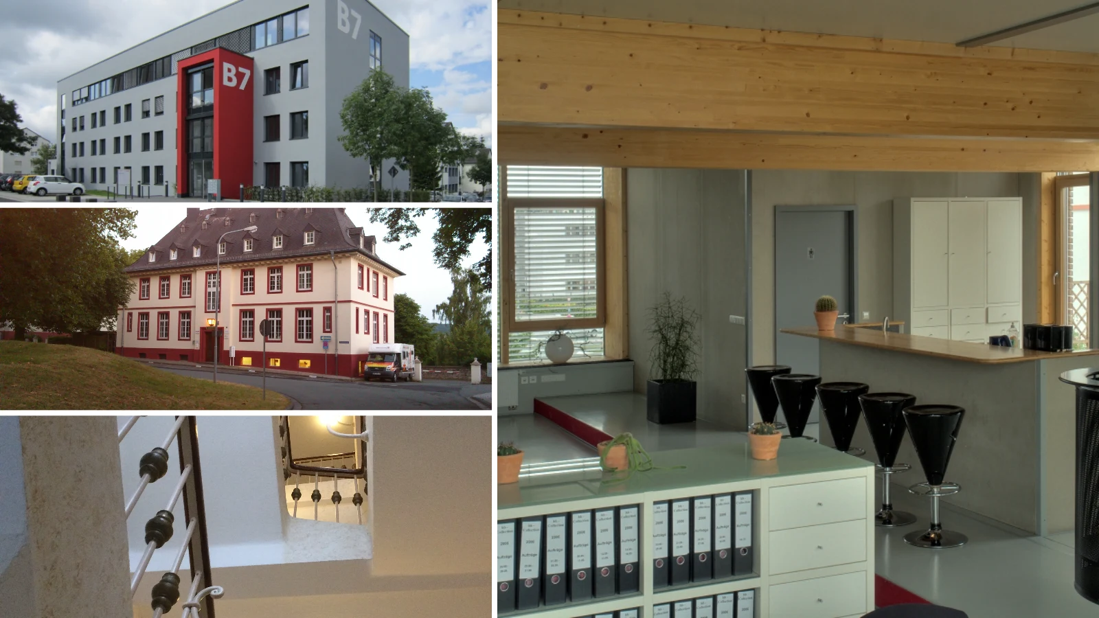 Moderner Gewerbepark Spilburg in Wetzlar mit vielseitigen Bürogebäuden, Praxisräumen und Grünanlagen.